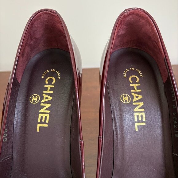 CHANEL Burgundy Leather Heels - Picture 5 of 6